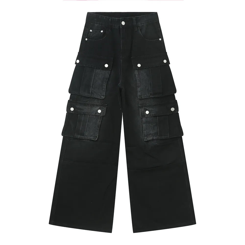 Multi-Pocket Cargo Wide-Leg Jeans Carauana Store