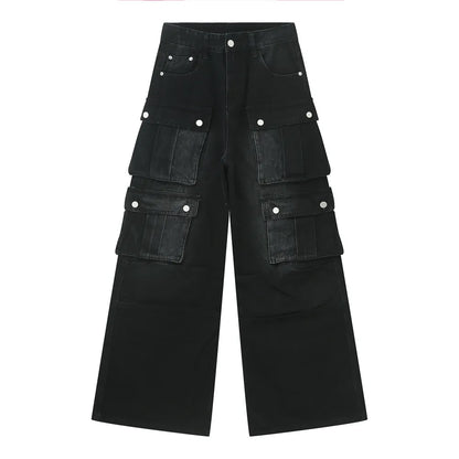 Multi-Pocket Cargo Wide-Leg Jeans Carauana Store