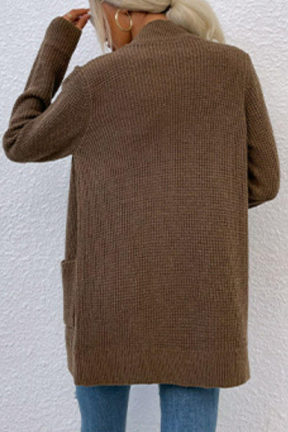 Open Front Rib-Knit Cardigan with Pockets Carauana Store