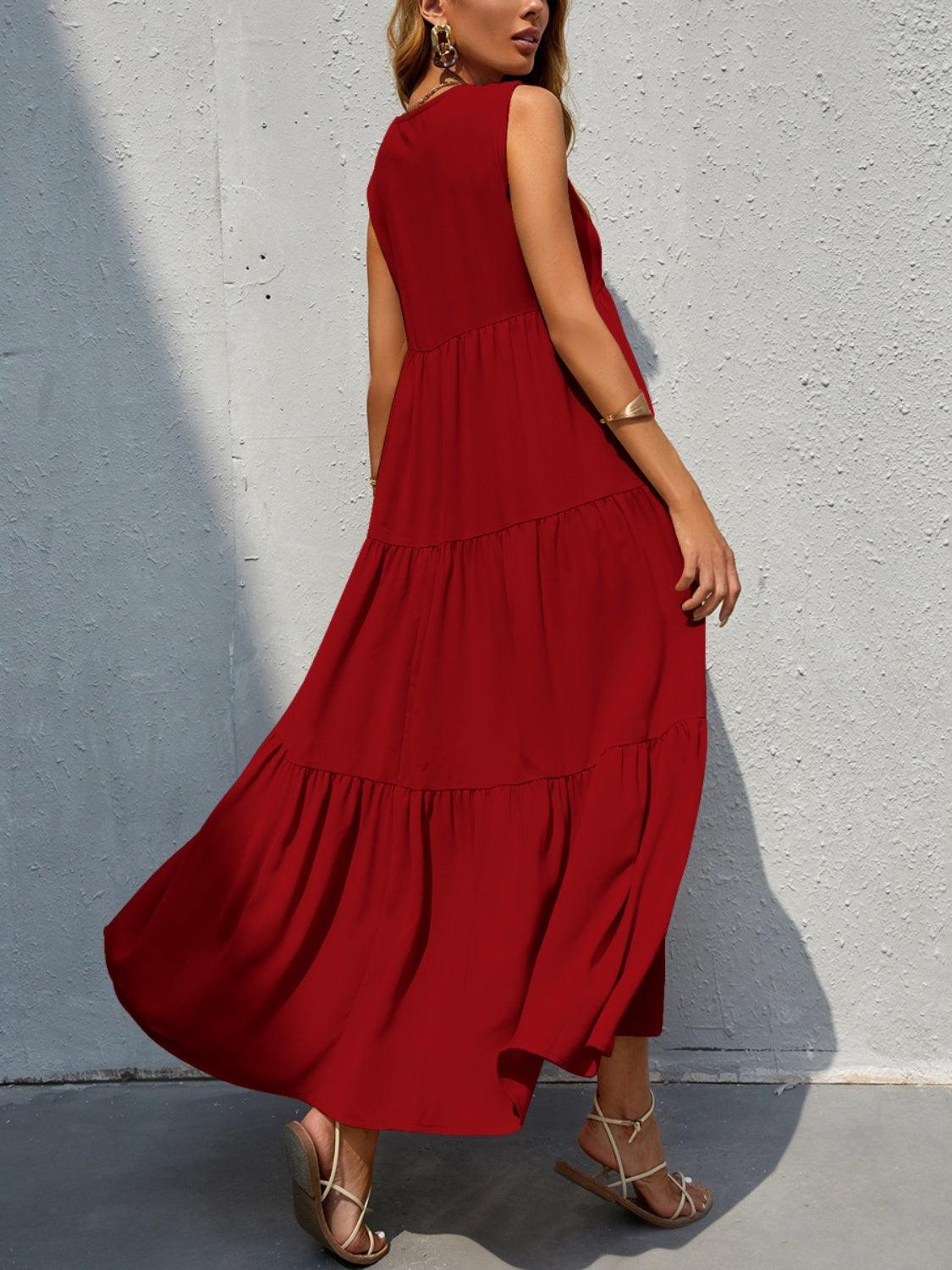 Tiered V-Neck Sleeve Dress Carauana Store