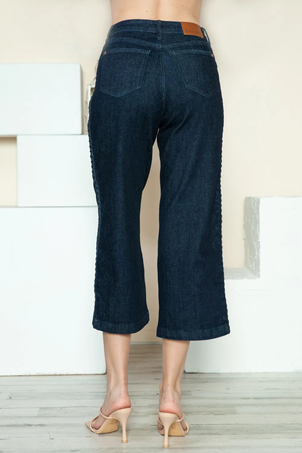Judy Blue Full Size Side Seam Braid Detail Crop Wide Leg Jeans Carauana Store