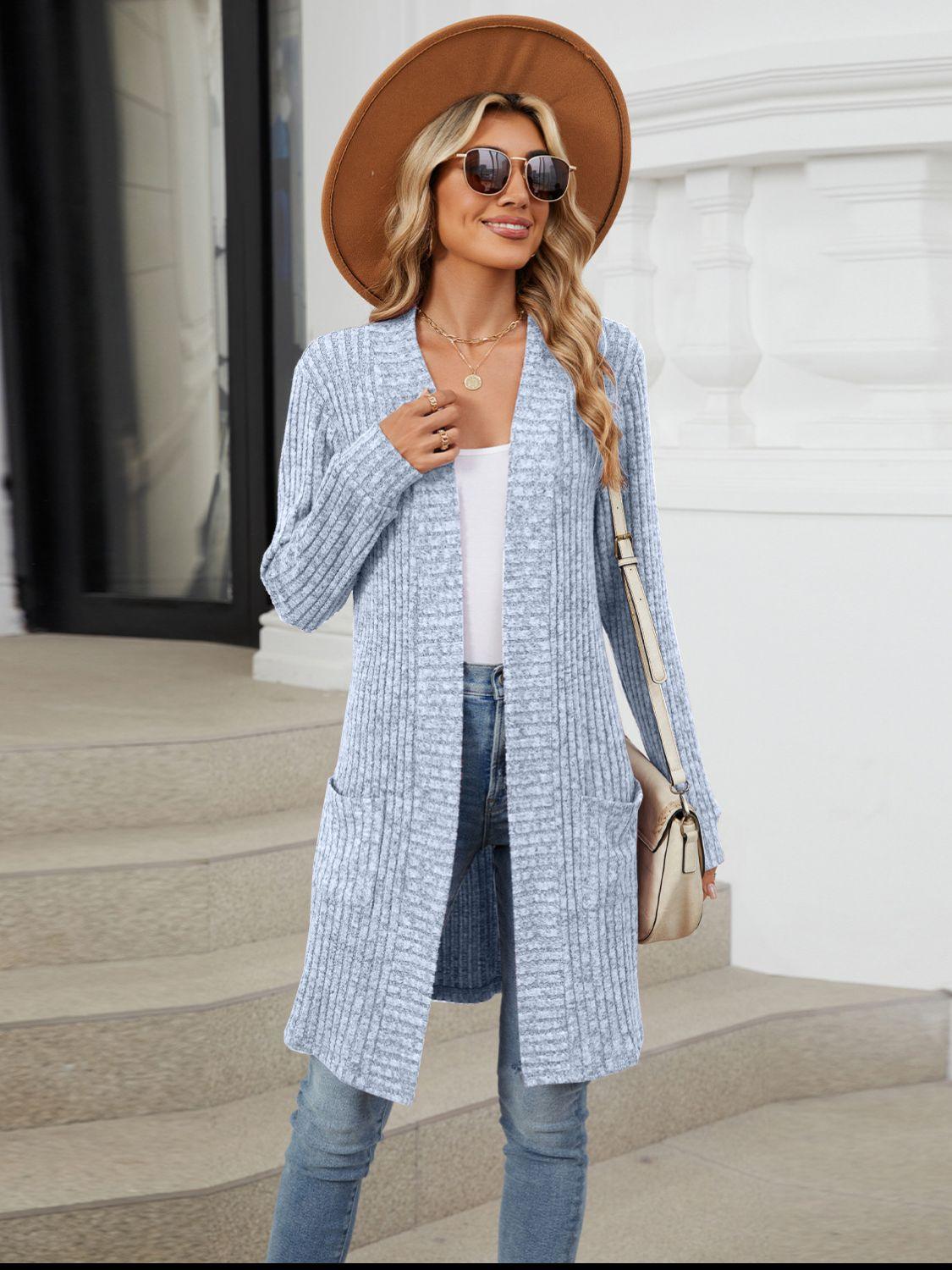 Open Front Long Sleeve Cardigan Carauana Store