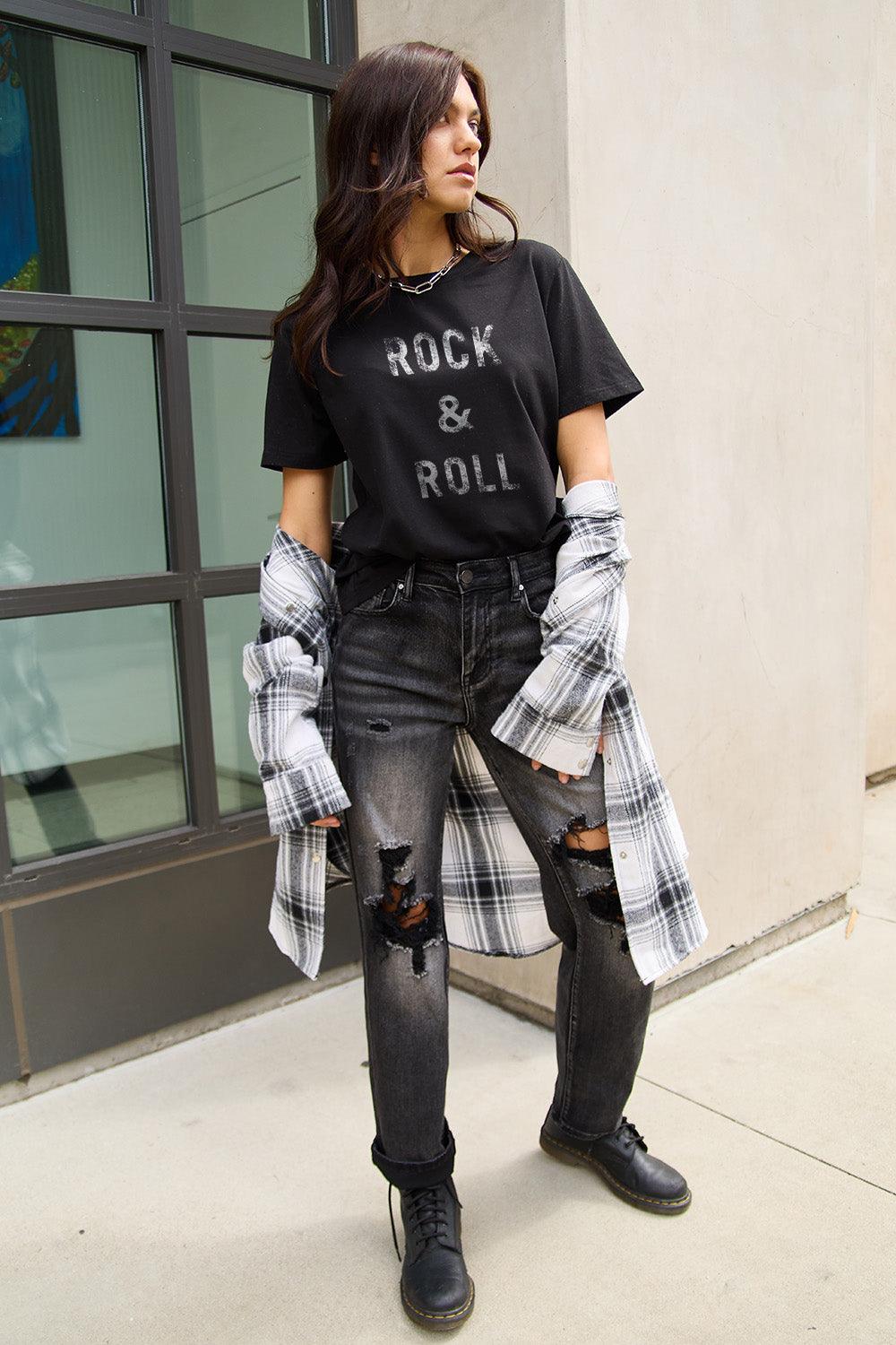 Simply Love Full Size ROCK & ROLL Short Sleeve T-Shirt Carauana Store