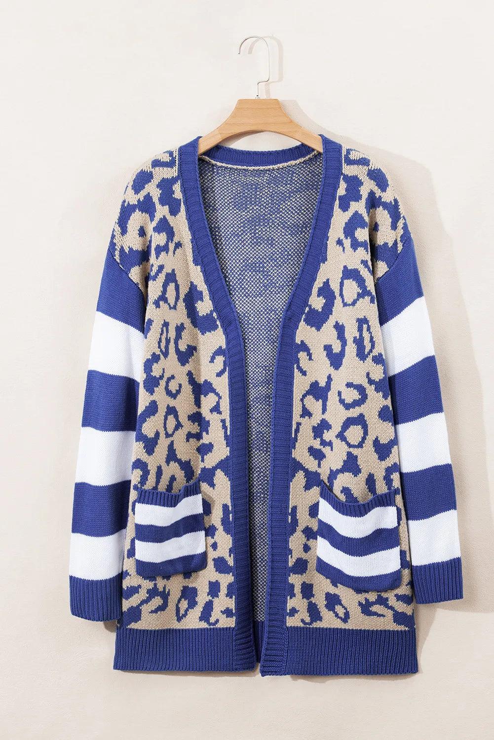 Leopard Open Front Long Sleeve Cardigan Carauana Store