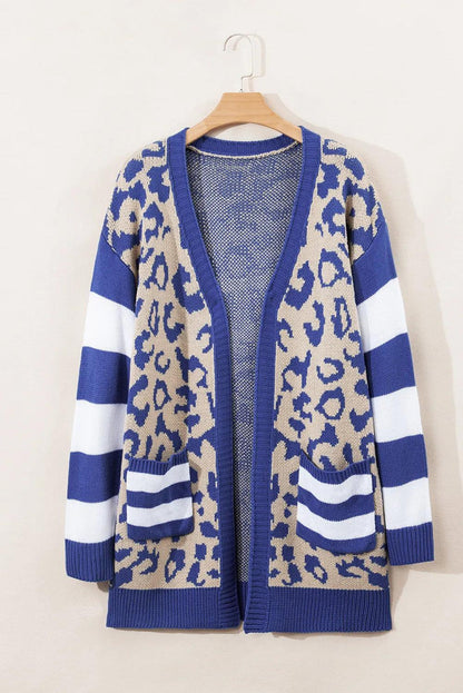 Leopard Open Front Long Sleeve Cardigan Carauana Store