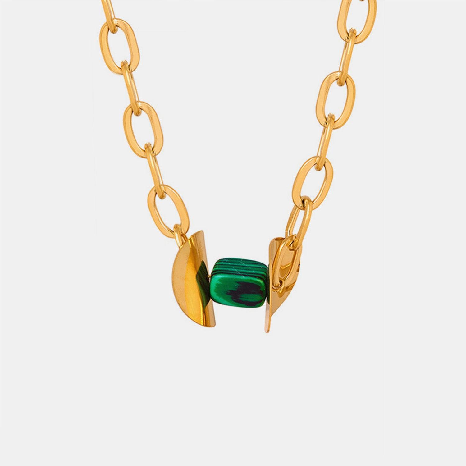 Natural Stone Pendant Titanium Steel Necklace Carauana Store