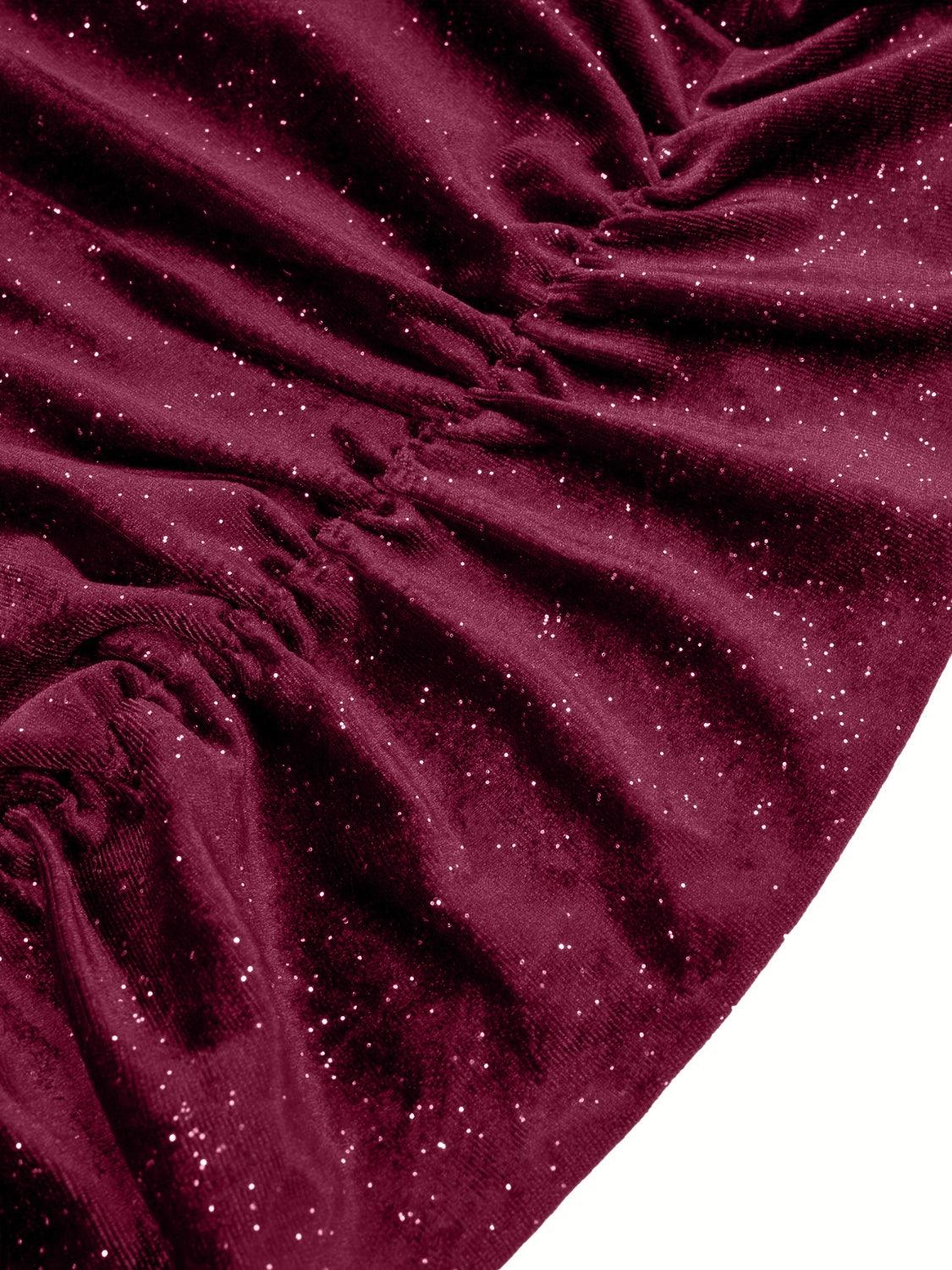 Glitter Ruched Cowl Neck Wrap Dress Carauana Store