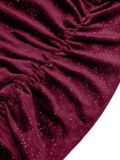 Glitter Ruched Cowl Neck Wrap Dress Carauana Store