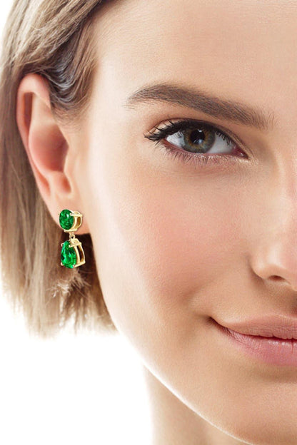 Lab-Grown Emerald Drop Earrings Carauana Store