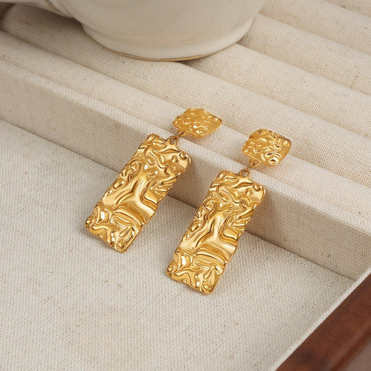 Titanium Steel Textured Geometric Earrings Carauana Store