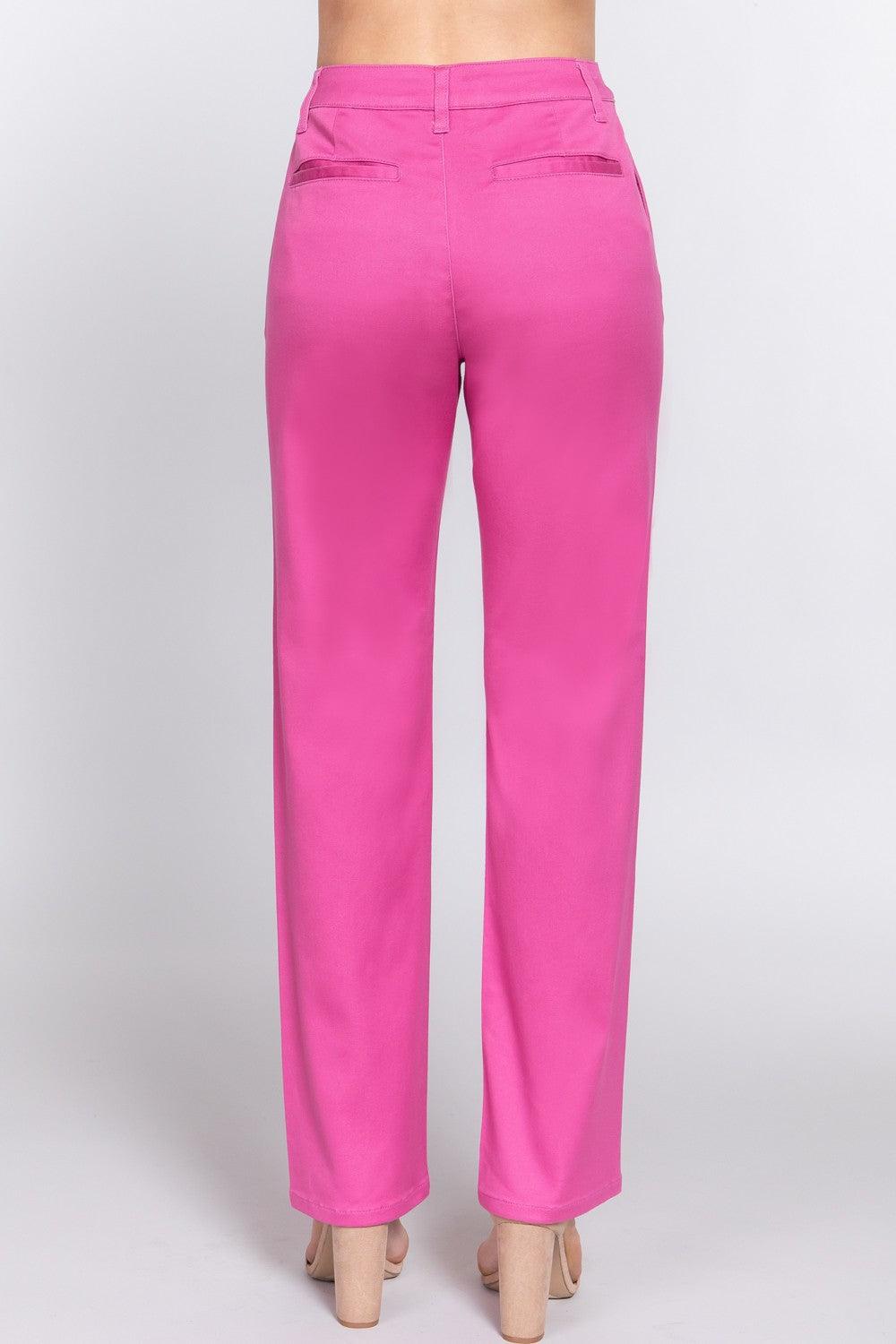 ACTIVE BASIC High Waist Straight Twill Pants Carauana Store