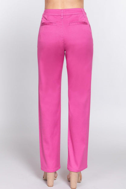 ACTIVE BASIC High Waist Straight Twill Pants Carauana Store
