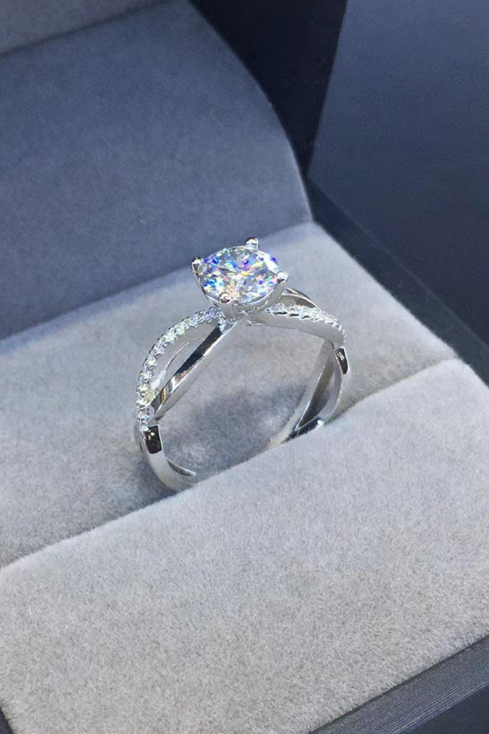 2 Carat Moissanite Crisscross 925 Sterling Silver Ring Carauana Store