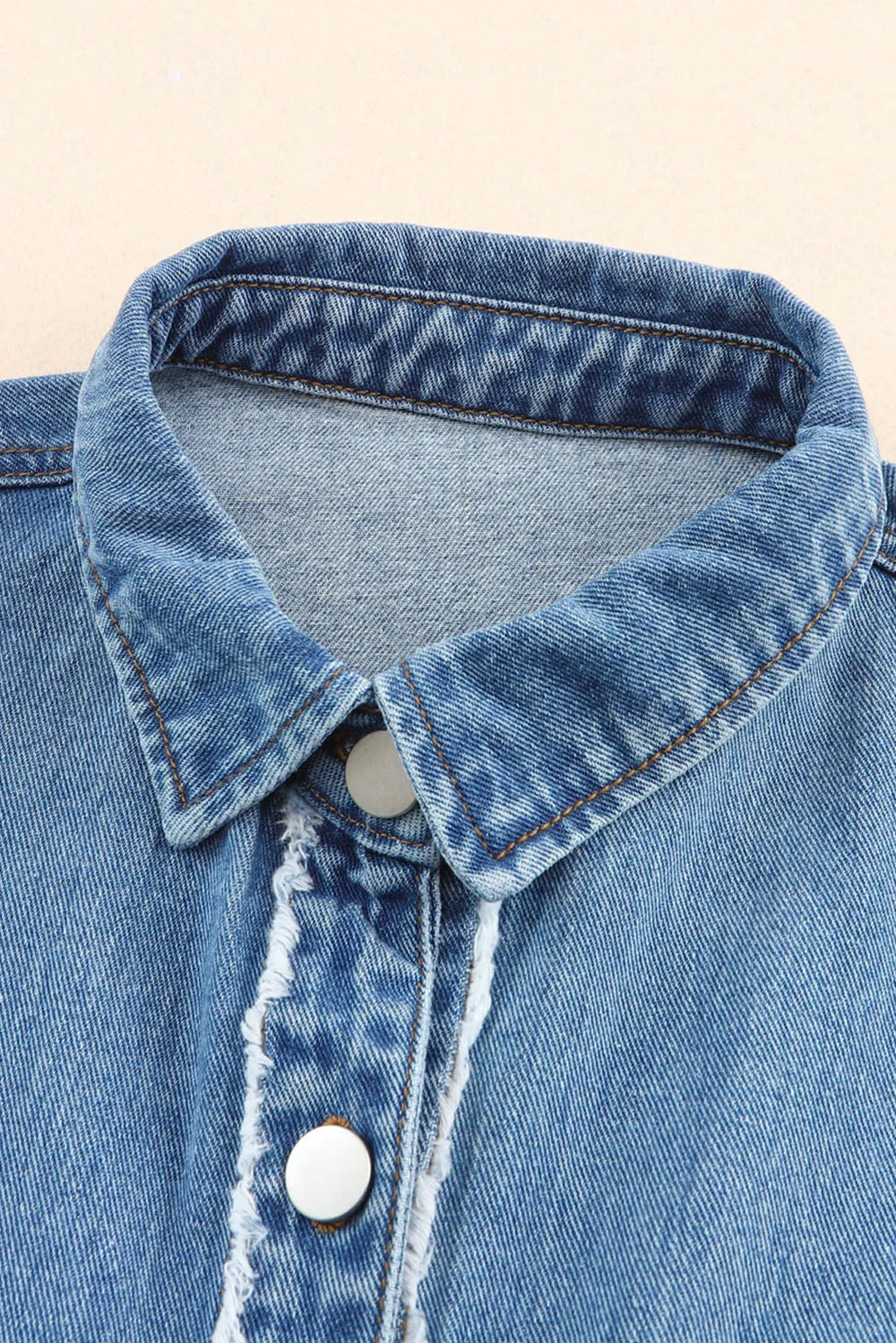 Raw Hem Color Block Denim Jacket Carauana Store
