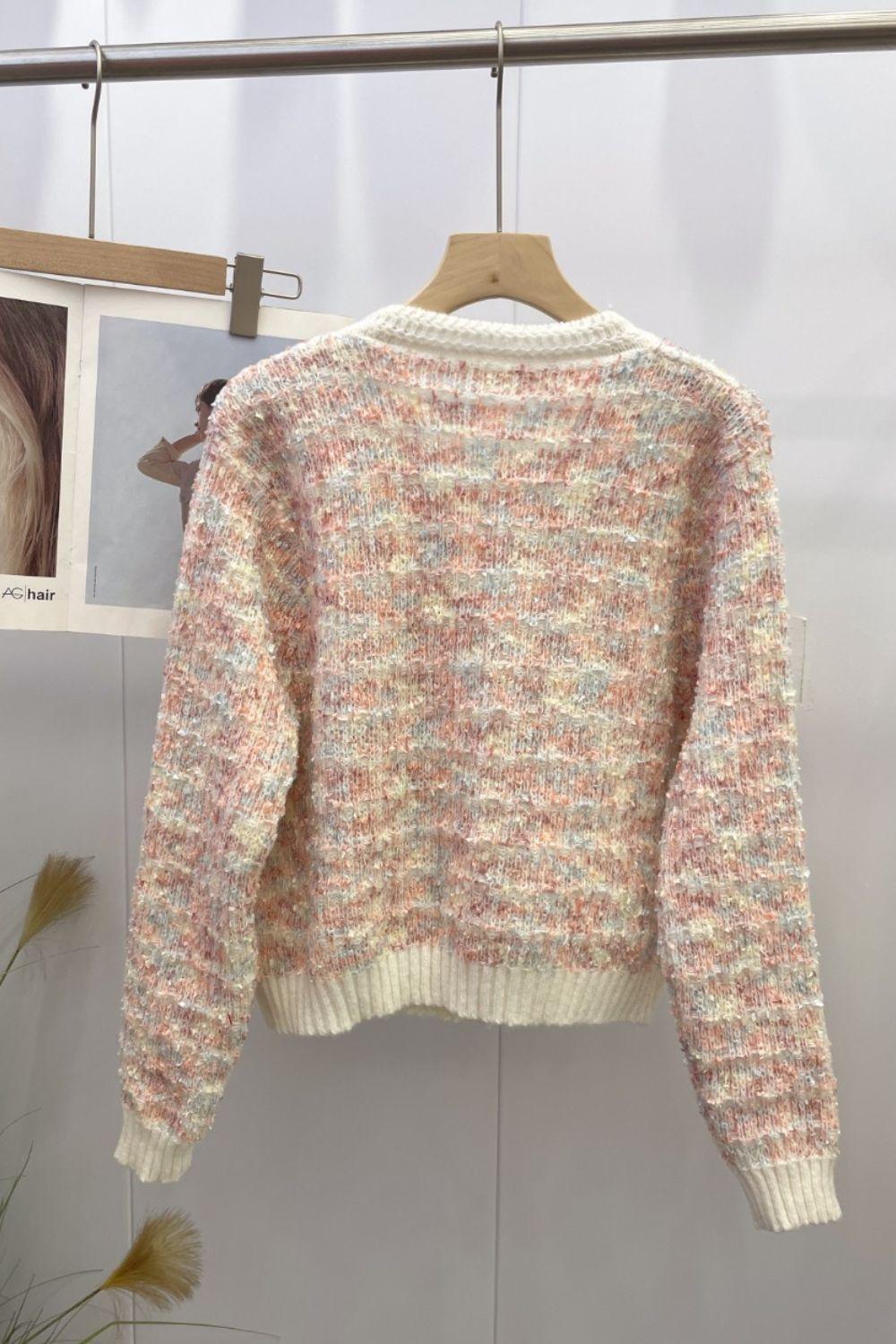 Heathered Button Up Long Sleeve Cardigan Carauana Store