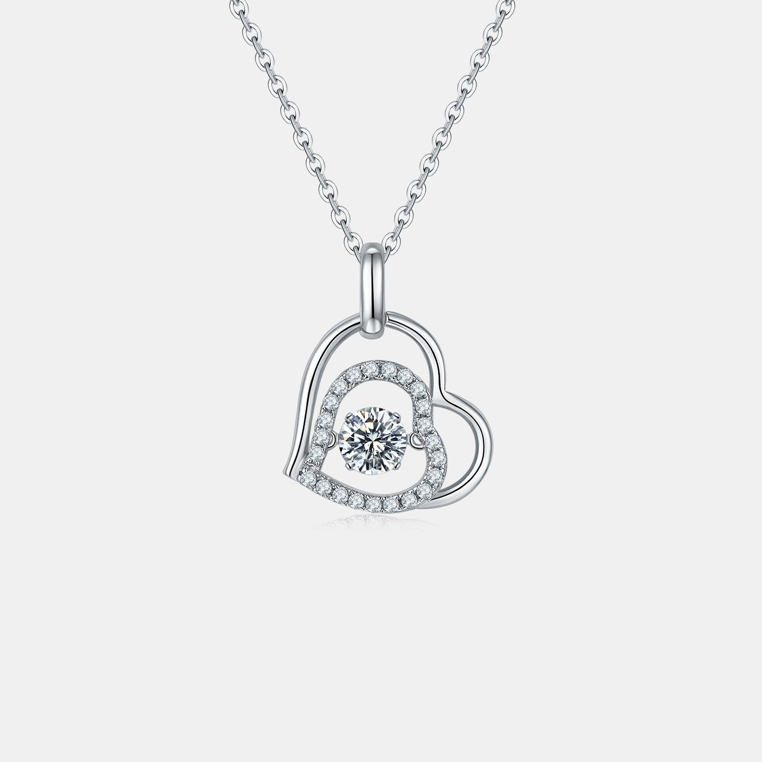 Moissanite 925 Sterling Silver Heart Necklace Carauana Store