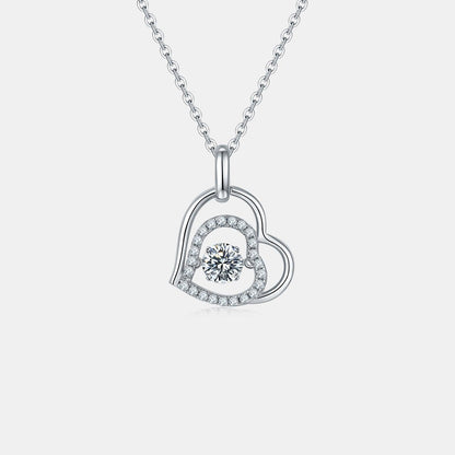 Moissanite 925 Sterling Silver Heart Necklace Carauana Store