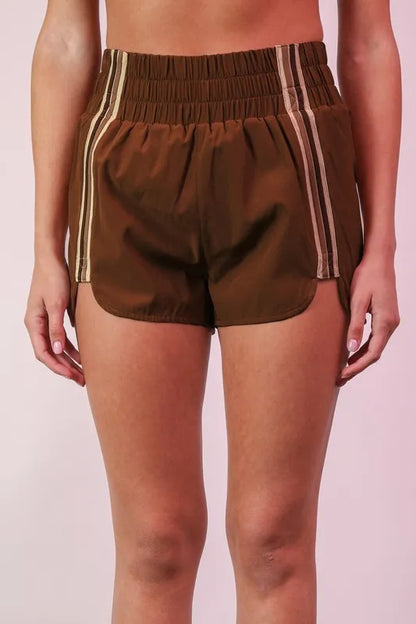 VERY J Striped Trim Detail Activewear Shorts Carauana Store
