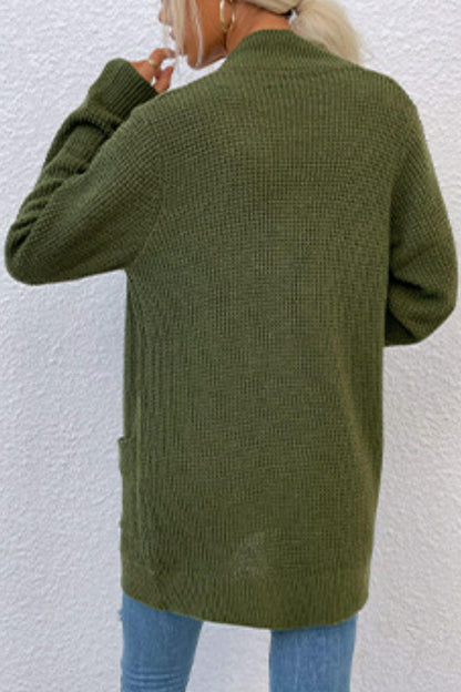 Open Front Rib-Knit Cardigan with Pockets Carauana Store