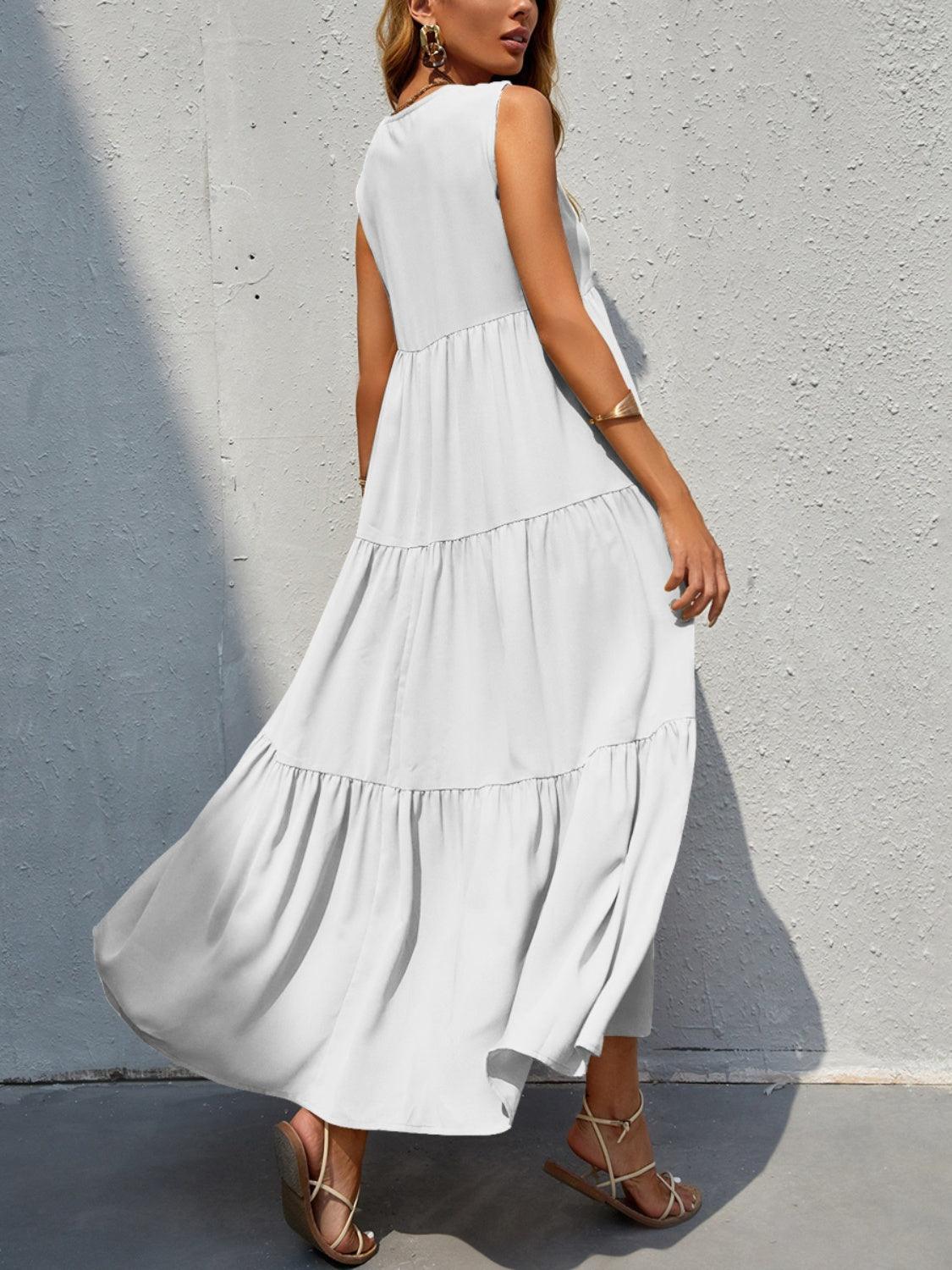 Tiered V-Neck Sleeve Dress Carauana Store