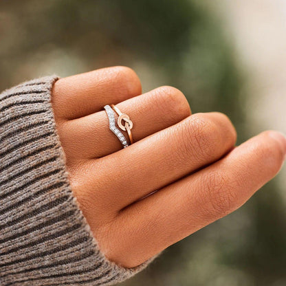 Knotted Heart Shape Inlaid Zircon Ring Carauana Store