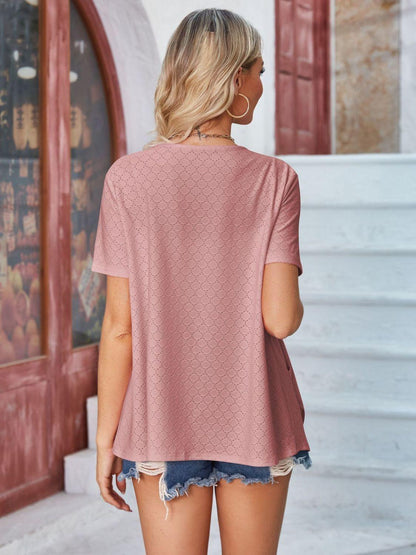 Eyelet Open Front Short Sleeve Cover Up Carauana Store