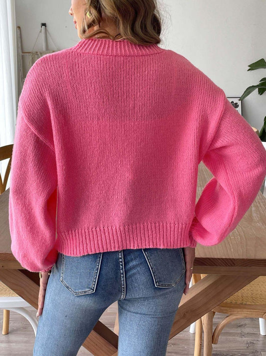 Pearl Open Front Long Sleeve Cardigan Carauana Store