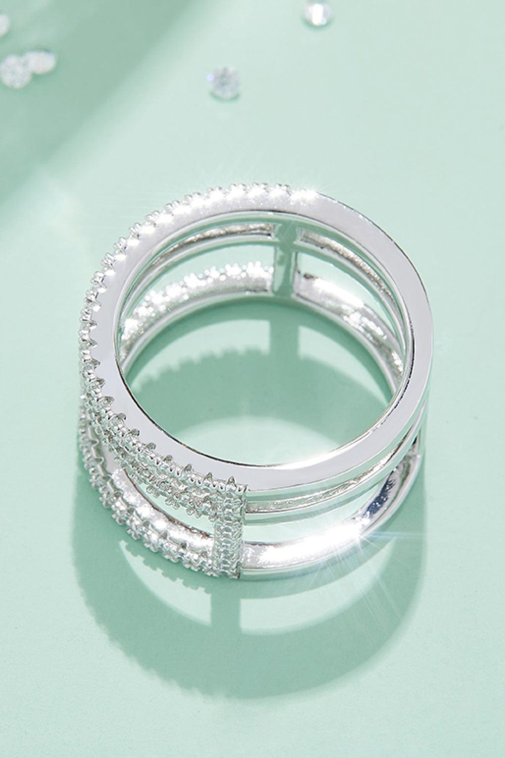 Adored Moissanite Cutout Wide Ring Carauana Store