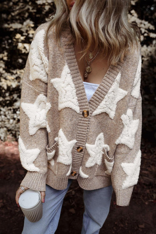 Star Button Up Long Sleeve Cardigan Carauana Store