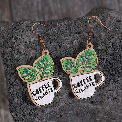 Wooden Alloy Dangle Earrings Carauana Store