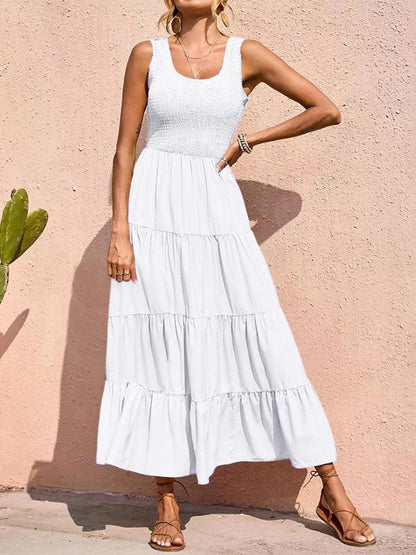 Tiered Smocked Wide Strap Dress Carauana Store