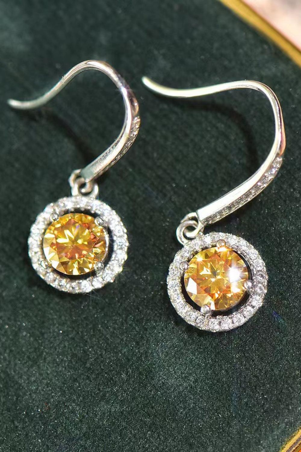 Platinum-Plated 2 Carat Moissanite Drop Earrings Carauana Store