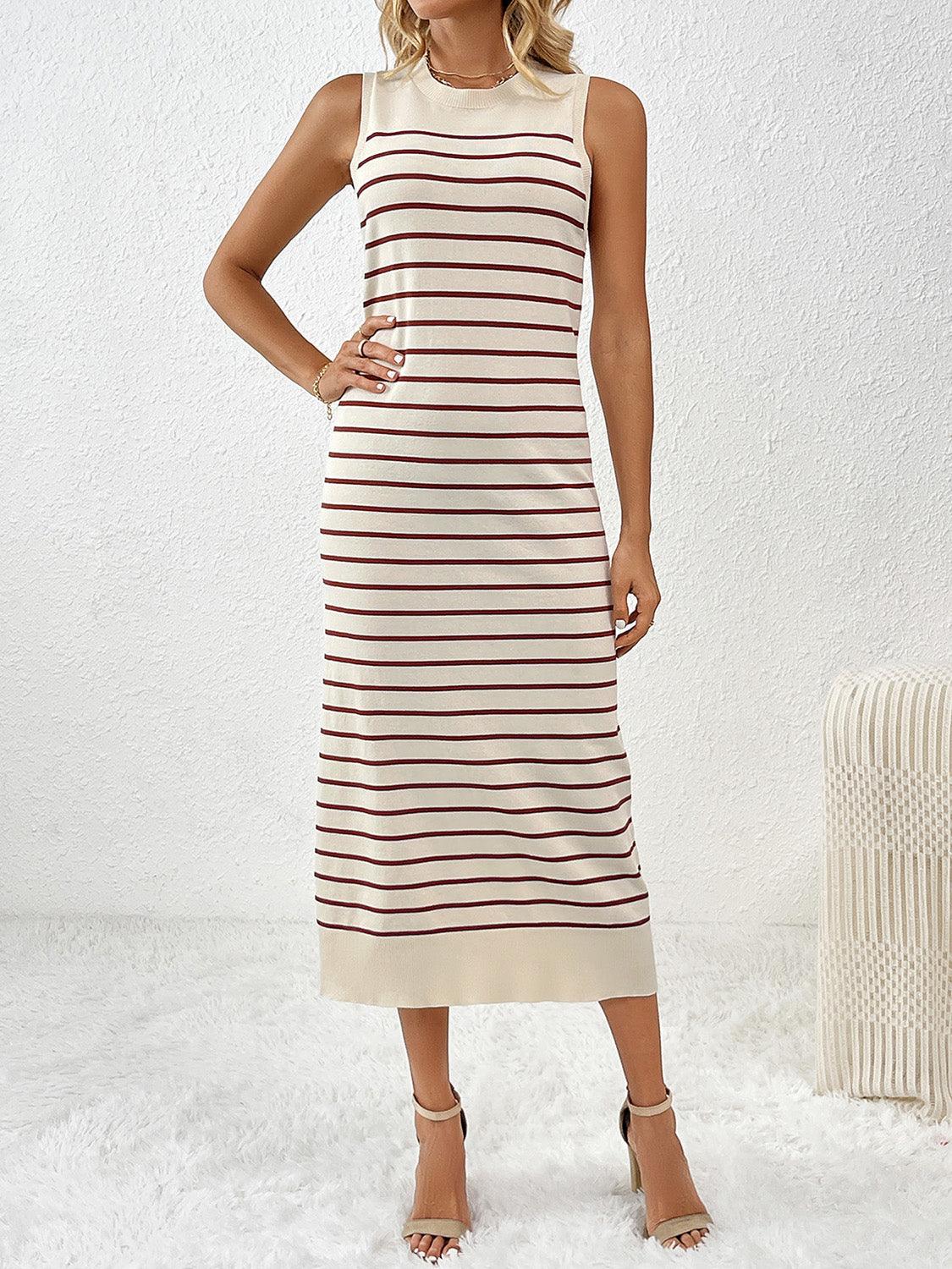 Round Neck Sleeve Midi Knit Dress Carauana Store