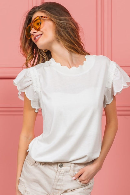 BiBi Scallop Edged Lace Trim Top Carauana Store