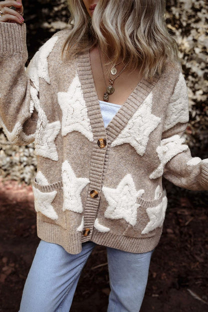 Star Button Up Long Sleeve Cardigan Carauana Store