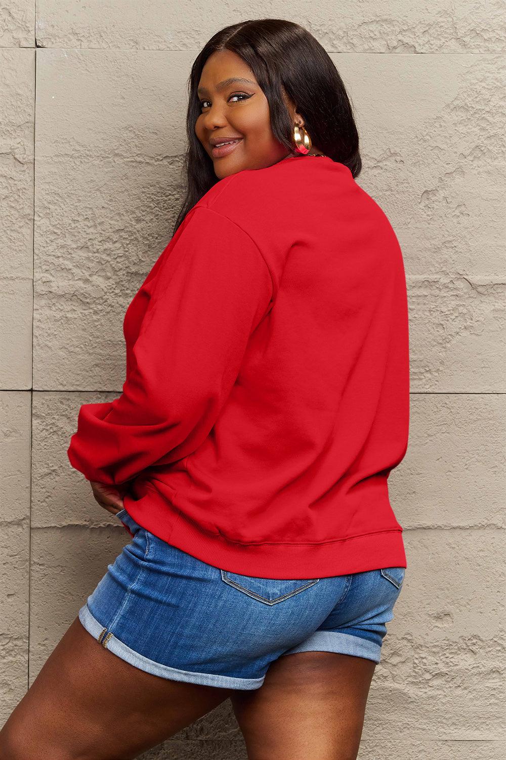 Simply Love Full Size SANTA'S FAVORITE Round Neck Sweatshirt Carauana Store
