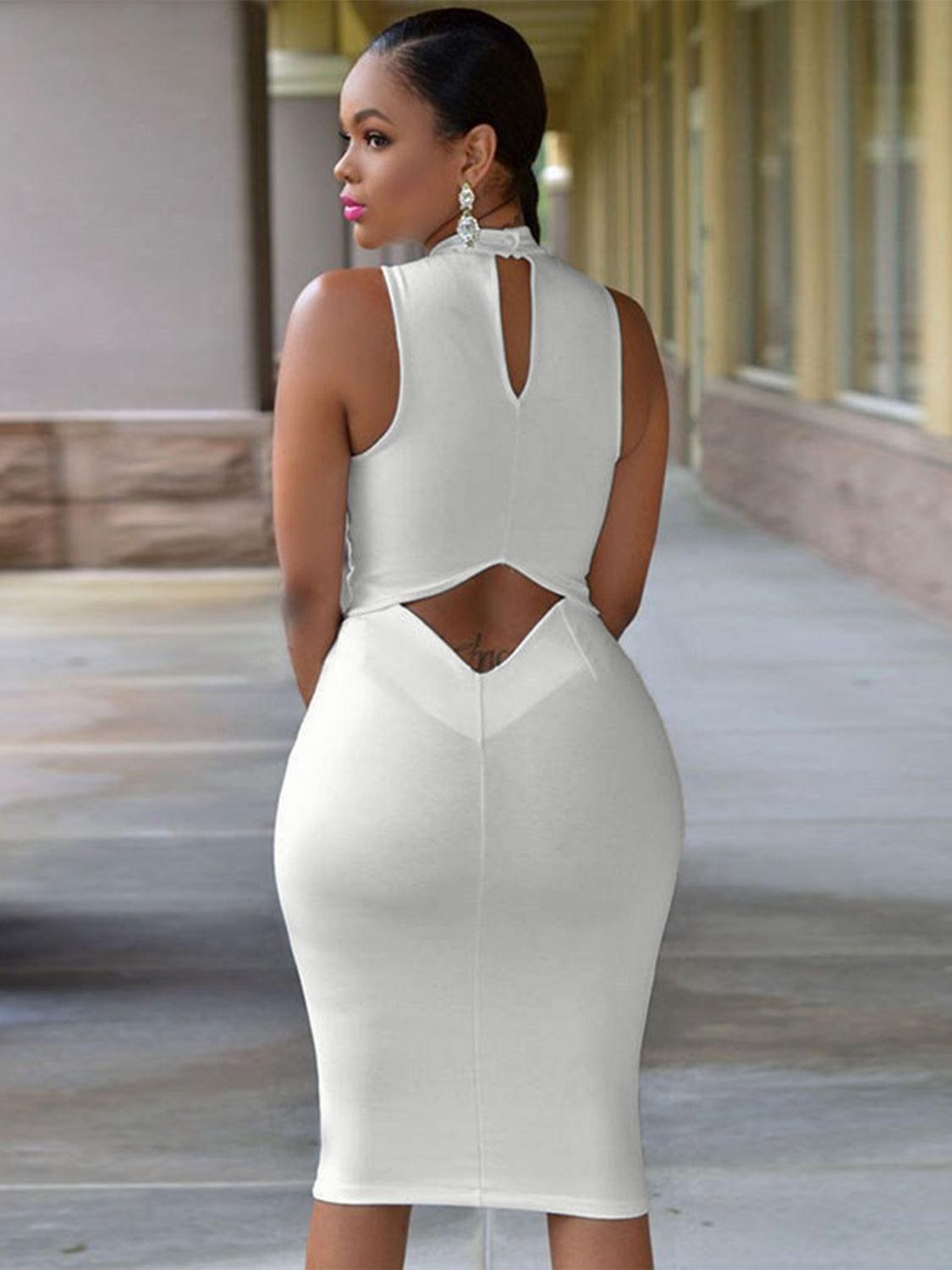 Cutout Mock Neck Sleeveless Dress Carauana Store