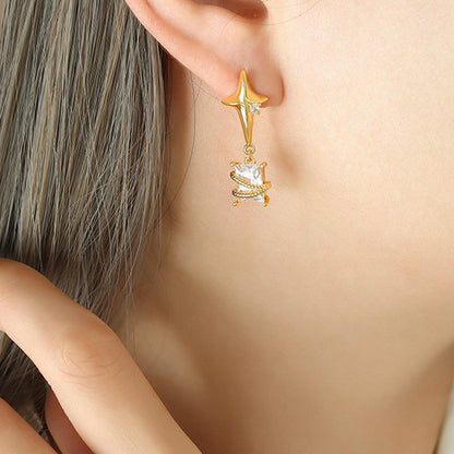 Zircon Copper Geometric Drop Earrings Carauana Store