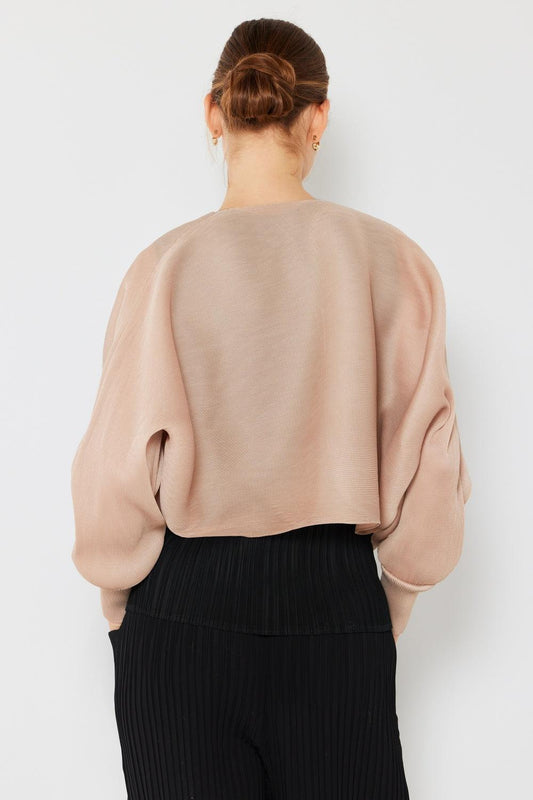 Marina West Swim Rib Pleated Puff Sleeve Bolero Cardigan Carauana Store