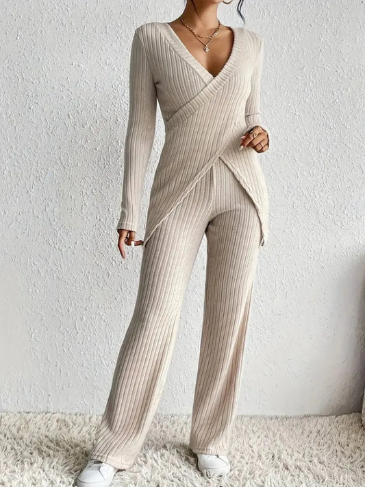 Surplice Long Sleeve Top and Pants Set Carauana Store