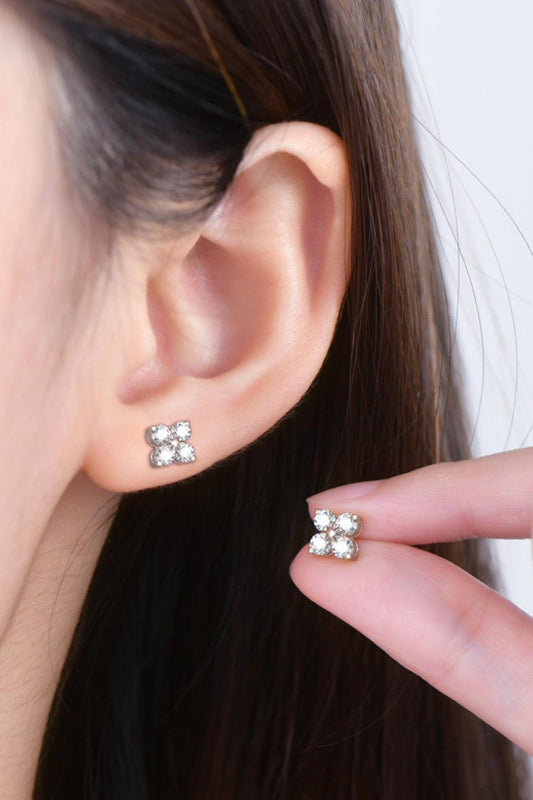 Moissanite 925 Sterling Silver Four-Leaf Clover Shape Earrings Carauana Store