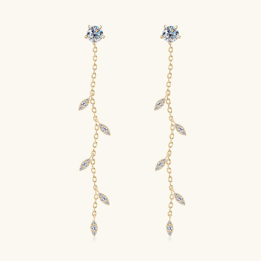 1.38 Carat Moissanite 925 Sterling Silver Leaf Earrings Carauana Store