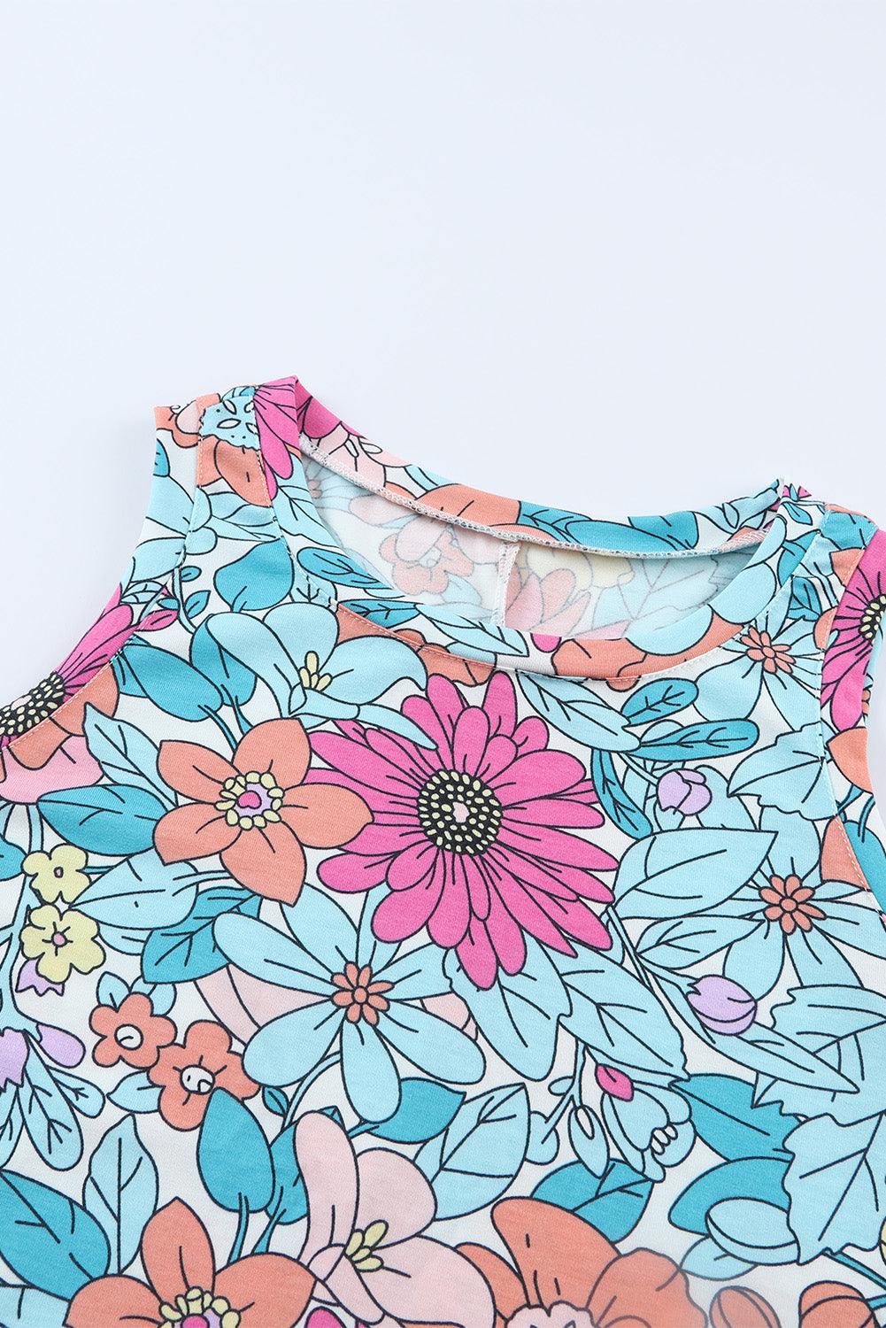 Floral Round Neck Sleeveless Dress Carauana Store