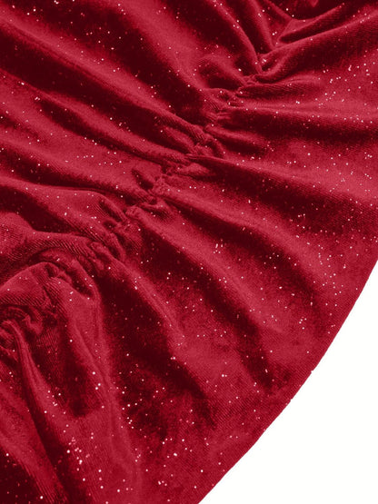 Glitter Ruched Cowl Neck Wrap Dress Carauana Store