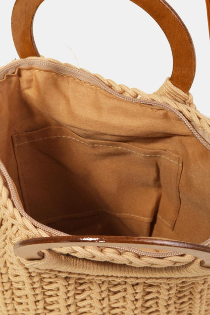 Fame Crochet Knit Convertible Tote Bag with Tassel Carauana Store