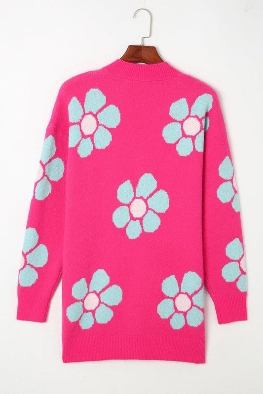 Floral Button-Up V-Neck Cardigan Carauana Store