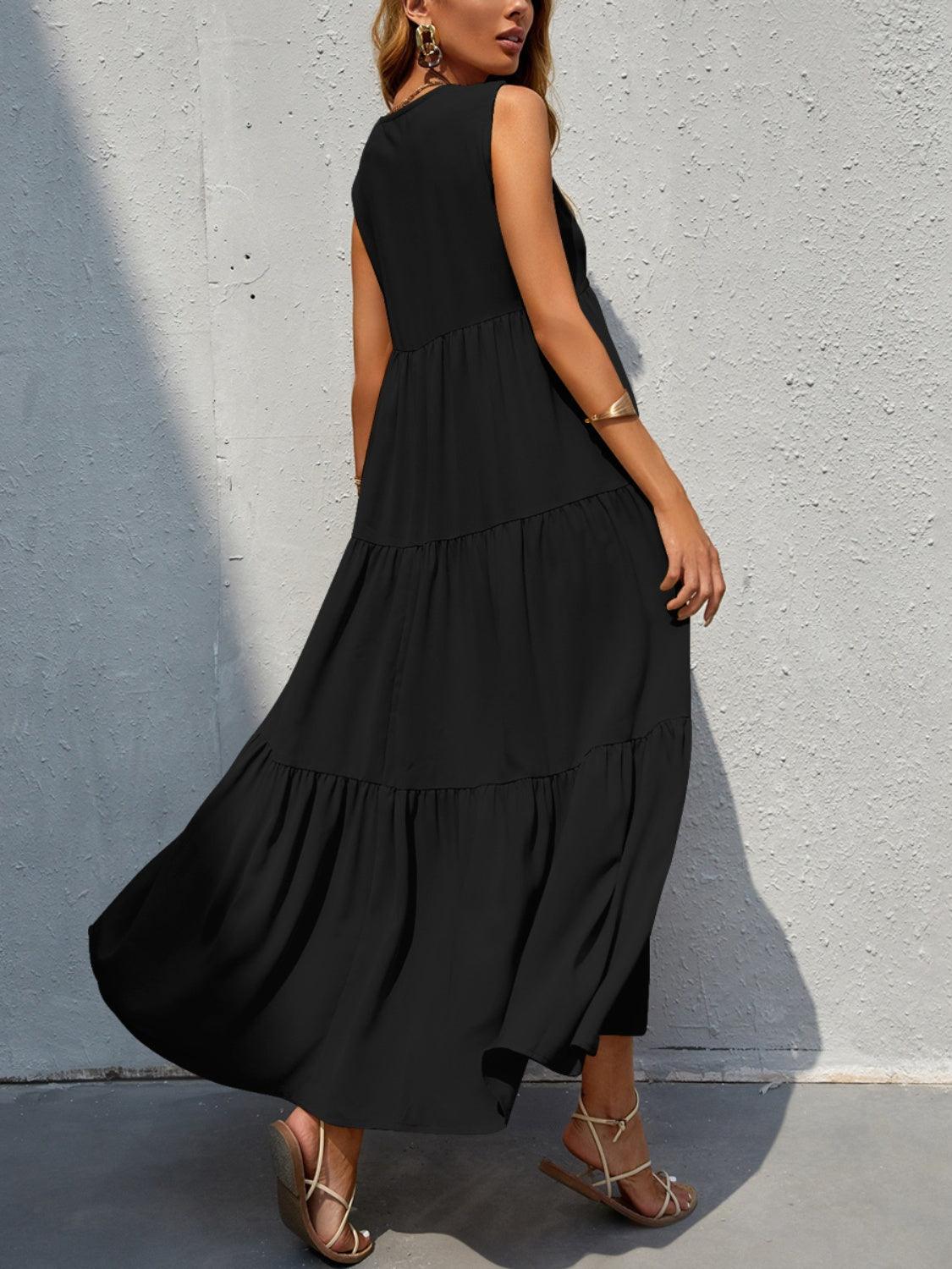 Tiered V-Neck Sleeve Dress Carauana Store