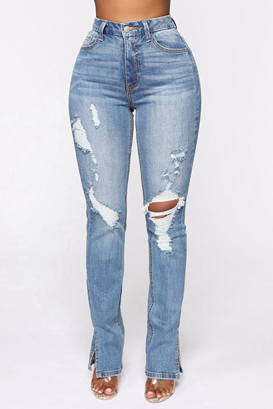 Distressed Slit Jeans Carauana Store