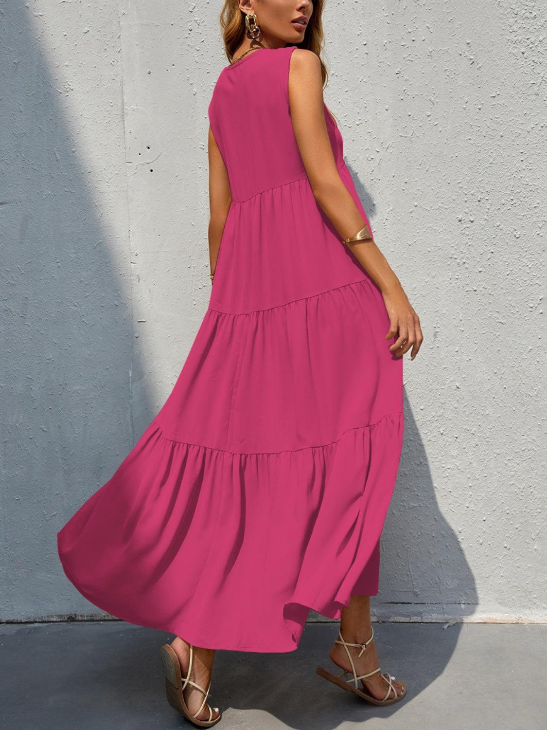 Tiered V-Neck Sleeve Dress Carauana Store