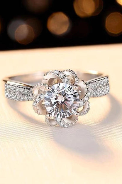 2 Carat Moissanite Floral Platinum-Plated Ring Carauana Store